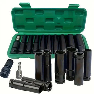 Daccfy 11 Pieces 1/2-Inch Square Drive 78mm Deep Impact Socket Hex Set Socket Set(Pack of 11) Offers & Cashback