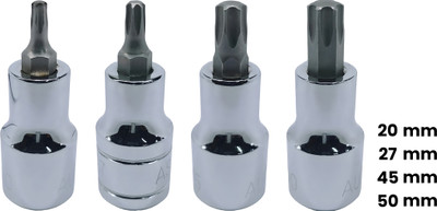 4MECH T-20+T-27+T-45+T-50, Hardened Chrome Vanadium Steel, Torx Bit Socket Socket Set(Pack of 4)