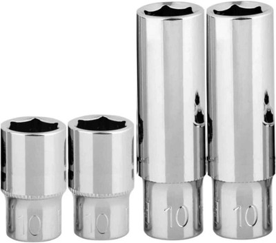 High Q 2PC SHORT + 2PC DEEP SOCKETS 1/4INCH SQ.DRIVE OF SIZE 10MM Socket Set(Pack of 4)