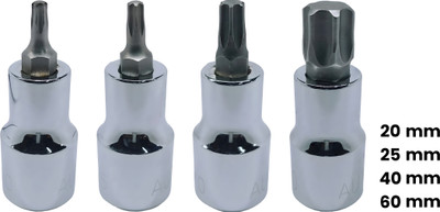 4MECH T-20+T-25+T-40+T-60, Hardened Chrome Vanadium Steel, Torx Bit Socket Socket Set(Pack of 4)