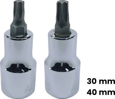 4MECH T-30+T-40, Hardened Chrome Vanadium Steel, Torx Bit Socket Socket Set(Pack of 2)