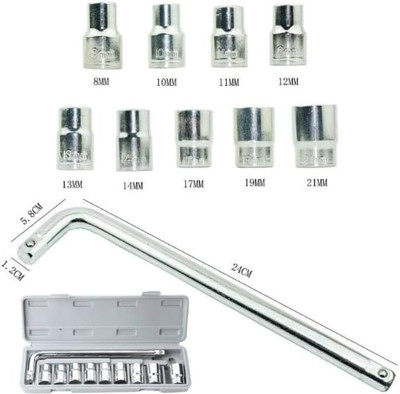AVENUE 10 Pieces Hand Tools Wrench Set Spanner Set Tool Kit Socket Set Socket Set(Pack of 1)