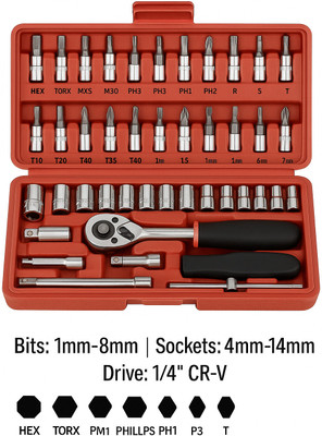NIDHI ENTERPRISE 46 in 1 Pcs Screwdriver Socket Set(Pack of 46)