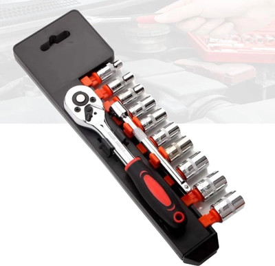 OKASTA 12PCS CRV 1/4 inch QUICK RELEASE REVERSIBLE RATCHET SOCKET WRENCH SET Socket Set(Pack of 1)