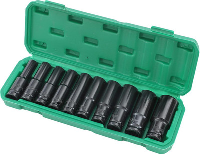 ADAWAT 10 Pcs Deep Impact Socket Set, 8-24 MM Hex Long Socket Set 1/2 Inch Impact Socket Set(Pack of 1)