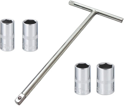 PRECISTO T Shaped Handle Wrench Spanner set with 1/4 drive 8mm, 10mm, 11mm and 12mm hex Socket Set(Pack of 5)