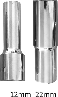 4MECH 12mm + 22mm Hex Long Chrome Vanadium Steel Anti Rust Socket Set(Pack of 2)