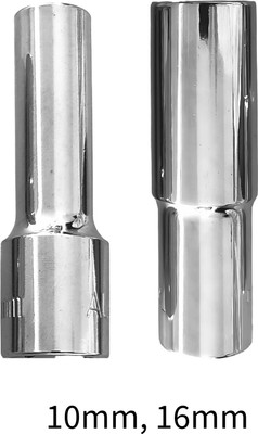 4MECH 10mm + 16mm Hex Long Chrome Vanadium Steel Anti Rust Socket Set(Pack of 2)