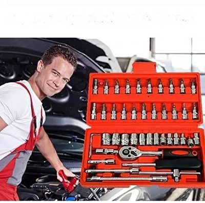 ZATCO High Quality 46pcs 1/4-Inch Socket Set Tool Ratchet Socket Set(Pack of 1)