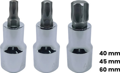 4MECH T-40+T-45+T-60, Hardened Chrome Vanadium Steel, Torx Bit Socket Socket Set(Pack of 3)