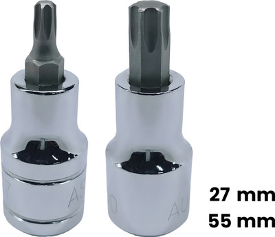 4MECH T-27+T-55, Hardened Chrome Vanadium Steel, Torx Bit Socket Socket Set(Pack of 2)