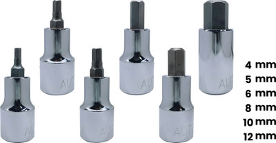 4MECH 4mm + 5mm + 6mm + 8mm + 10mm + 12, Hardened CRV Steel, Hex Allen Bit Socket Socket Set(Pack of 6)