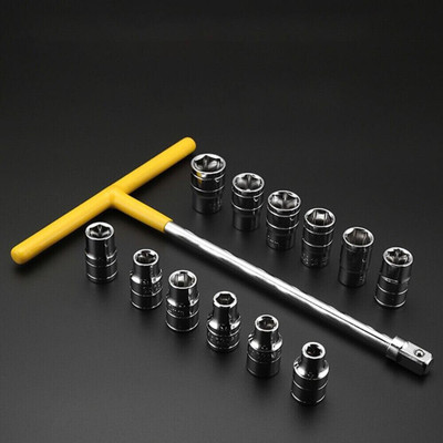 RMGS 13Pcs Multifuctional 8-19mm T Type Wrench Adapter Socket Set 1/2 Inch Hex Bit Socket Set(Pack of 1)