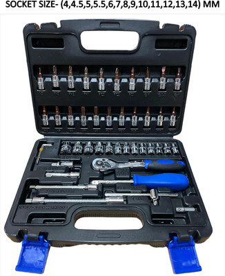TATA AGRICO High Quality 46pc Socket Set Ratchet size 1/4inch Socket Set Socket Set(Pack of 46)