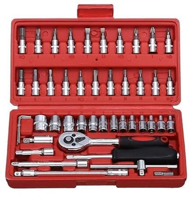 Flipkart SmartBuy Socket Tool Set 46 in 1 Bit Socket Wrench Tool Kit Set Goti Tools Set Ratchet Socket Set(Pack of 1)