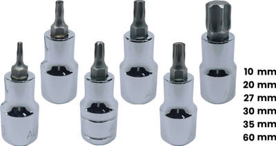 4MECH T-10+T-20+T-27+T-30+T-35+T-60, Hardened Chrome Vanadium Steel, Torx Bit Socket Socket Set(Pack of 6)