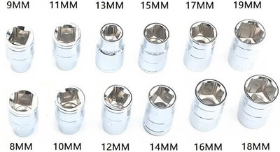 PRECISTO 13pcs Vehicle Car T Shaped Handle Wrench Spanner with 8-19mm 1/2 Socket Tool Set Socket Set(Pack of 13)