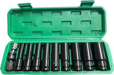 ADAWAT 11 Pieces Deep Impact Socket Set 1/2-Inch Hex Socket Set(Pack of 1)
