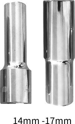 4MECH 14mm + 17mm Hex Long Chrome Vanadium Steel Anti Rust Socket Set(Pack of 2)