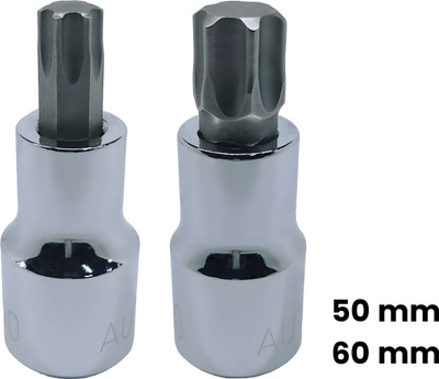 4MECH T-50+T-60, Hardened Chrome Vanadium Steel, Torx Bit Socket Socket Set(Pack of 2)