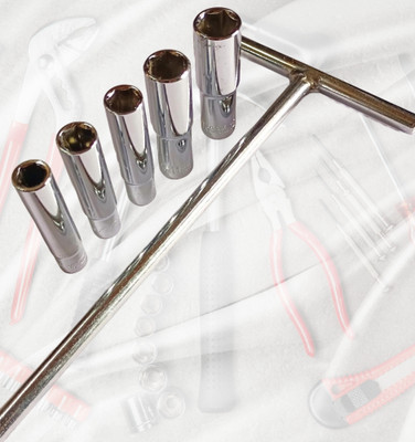 4MECH T handle + 5 Long Sockets, 1/4 T-Handle with 8mm, 9mm, 10mm, 11mm and 12mm Long Socket Set(Pack of 6)