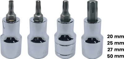 4MECH T-20+T-25+T-27+T-50, Hardened Chrome Vanadium Steel, Torx Bit Socket Socket Set(Pack of 4)