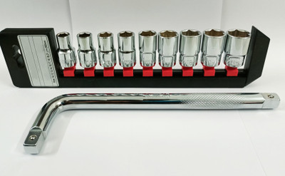 4MECH 1/2 Drive 10, 12, 13, 14, 16, 17, 18, 19 and 21mm with 250mm L-Handle Socket Set(Pack of 10)