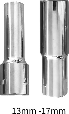 4MECH 13mm + 17mm Hex Long Chrome Vanadium Steel Anti Rust Socket Set(Pack of 2)