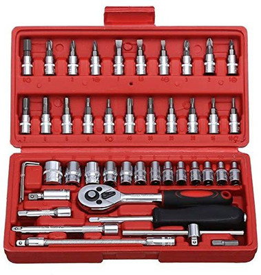 ZATCO High Quality 46pcs 1/4-Inch Socket Set Tool Ratchet Socket Set(Pack of 1)