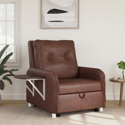 RECLINEX INDIA 1 Seater Single Solid Wood Pull Out Sofa Cum Bed(Finish Color - Dark tan Delivery Condition - Pre-assembled)