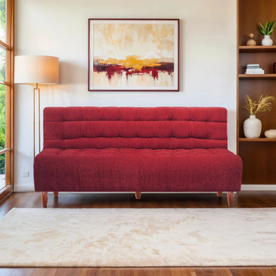 Seventh Heaven Florida Neo Wooden, Chenille Molfino Fabric 72x36x16 3 Seater Single Solid Wood Pull Out Sofa Cum Bed(Finish Color - Maroon Delivery Condition - DIY(Do-It-Yourself))