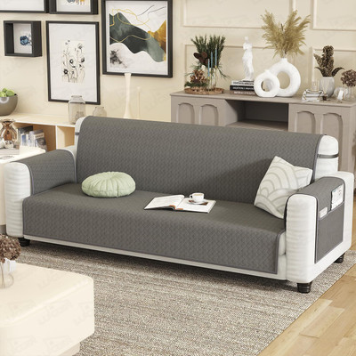 lukzer Polyester Plain 3+1+1 Seater Sofa Cover(Stone Grey Pack of 1)
