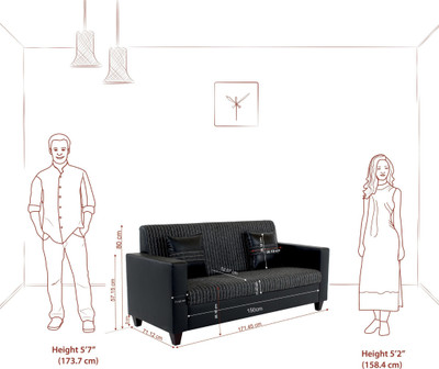 Flipkart Perfect Homes Latch 3 Seater Sofa set for Living Room Fabric Fabric 3 Seater  Sofa(Finish Color - Black stripe, DIY(Do-It-Yourself))
