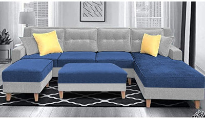 Casaliving Mallan Fabric 8 Seater  Sofa(Finish Color - Blue Grey, Pre-assembled)