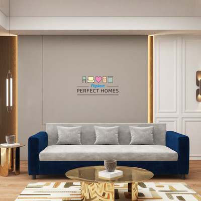 Flipkart Perfect Homes Crete 3 Seater Sofa set for Living Room Fabric Fabric 3 Seater  Sofa(Finish Color - Blue & Grey, DIY(Do-It-Yourself))