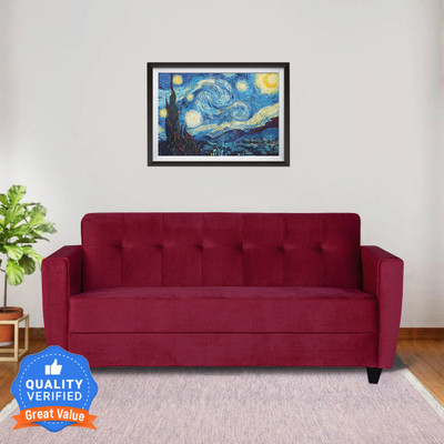 ARRA Remo Fabric 3 Seater  Sofa(Finish Color - Maroon, DIY(Do-It-Yourself))
