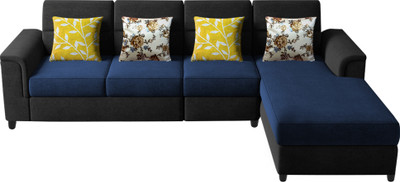 Casaliving Nancy 6 Seater Fabric 6 Seater  Sofa(Finish Color - Black Blue, Pre-assembled)