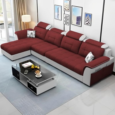 Casaliving Ella Fabric 6 Seater  Sofa(Finish Color - Maroon Grey, Pre-assembled)