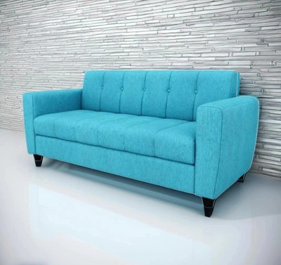 LIVEWELL Premium Quality Molfino Fabric 3 Seater  Sofa(Finish Color - Aqua Blue, Pre-assembled)