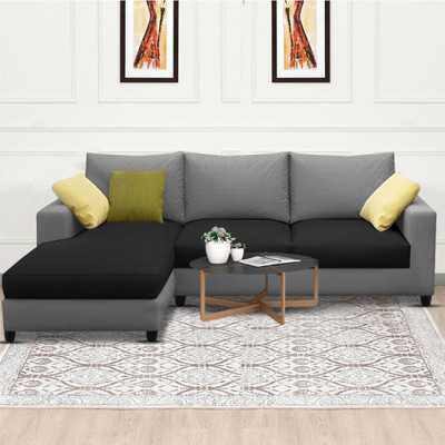Casaliving Rihan Fabric 4 Seater  Sofa(Finish Color - Black Grey, Pre-assembled)