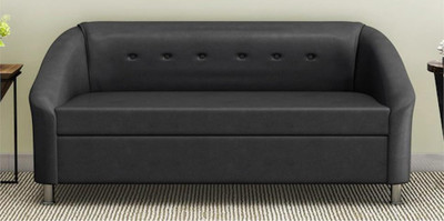 RM HOME A00014 Leatherette 3 Seater  Sofa(Finish Color - Black, DIY(Do-It-Yourself))