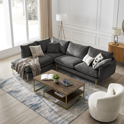 theclevercouch Verona L-Shape Fabric 6 Seater  Sofa(Finish Color - Carbon Black, DIY(Do-It-Yourself))