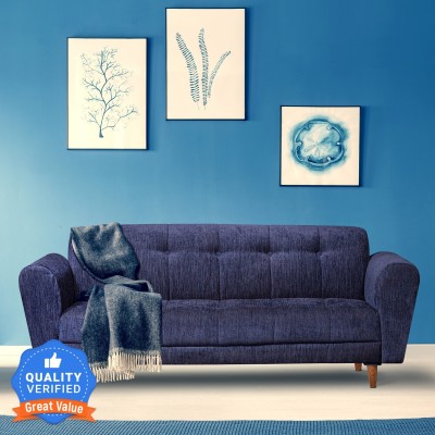 Seventh Heaven Milan 3 Seater Sofa, Extra Spacious, Chenille Molfino Fabric: 2 Year Warranty Fabric 3 Seater  Sofa(Finish Color - Blue, DIY(Do-It-Yourself))