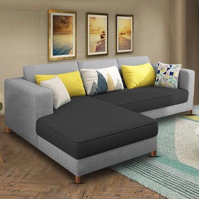 Casaliving Rawson Fabric 4 Seater  Sofa(Finish Color - Black Grey, Pre-assembled)