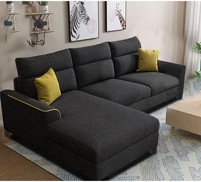 Casaliving Dash Fabric 4 Seater  Sofa(Finish Color - Black, Pre-assembled)