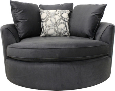 Smarts collection Wooden Modern Round Accent Sofa Barrel Chair With 3 Pillows Fabric 2 Seater  Sofa(Finish Color - GREY, Pre-assembled)