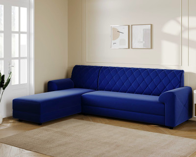 RM HOME Murphy LHS Fabric 6 Seater  Sofa(Finish Color - Blue, DIY(Do-It-Yourself))
