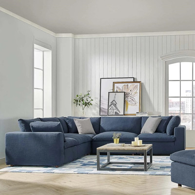 Torque Alston Fabric 5 Seater L Shape Modular Corner Premium Sofa - Blue Fabric 5 Seater  Sofa(Finish Color - Blue, DIY(Do-It-Yourself))