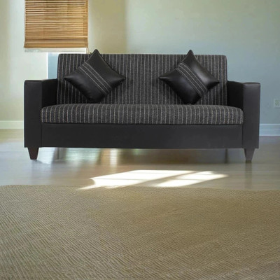 Flipkart Perfect Homes Crete Leatherette and Fabric 3 Seater  Sofa(Finish Color - Black and Silver, DIY(Do-It-Yourself))