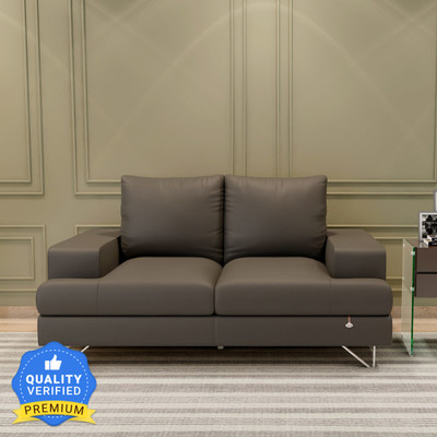 Durian Benjamin Grey Leatherette 2 Seater  Sofa(Finish Color - Ash Grey, Knock Down)